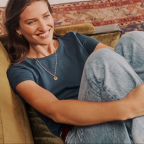 J crew ‘90s cropped organic slub cotton tee shirt deep navy - Picture 3 of 4